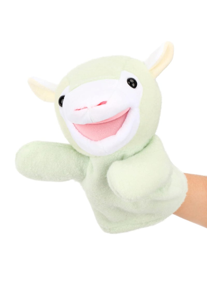 Lamb Hand Puppet Plush Sheep Animal Toy with Movable Mouth for Role Play Storytelling Preschool Teaching Birthday Gifts for Kids Boys Girls Green 13''