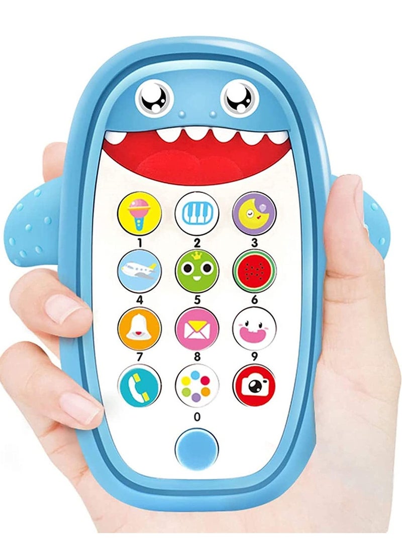 Baby Musical Toys, Baby Shark Phone Toys with Light and Sound, Teething Phone Toy for Babies, Play and Learn for Children and Toddlers, Preschool Birthday Gift for Girl Boy 18+ Months Blue