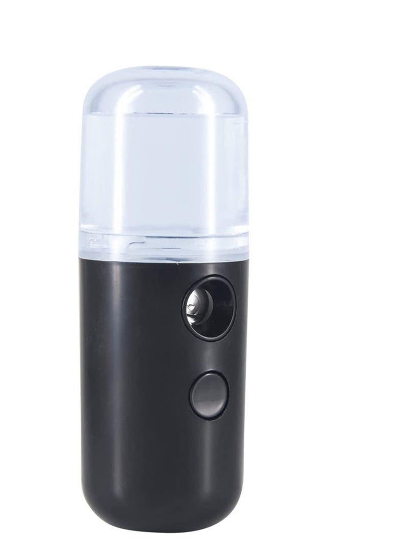 Nano Mist Sprayer,Moisturizing Nano Facial Mister, Portable Mini Nano Mister, Handy Hydrating Sprayer for Eyelash Extensions Skin Care Make Up, 1OZ 30ML Visual Water Tank Black