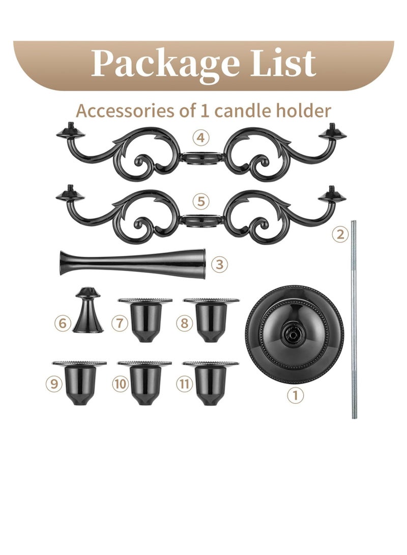 5 Arms Decorative Candle Holder For Wedding and Candlelight Dinner Black