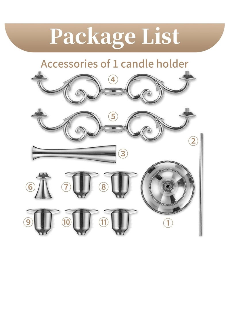 5 Arms Decorative Candle Holder For Wedding and Candlelight Dinner Silver