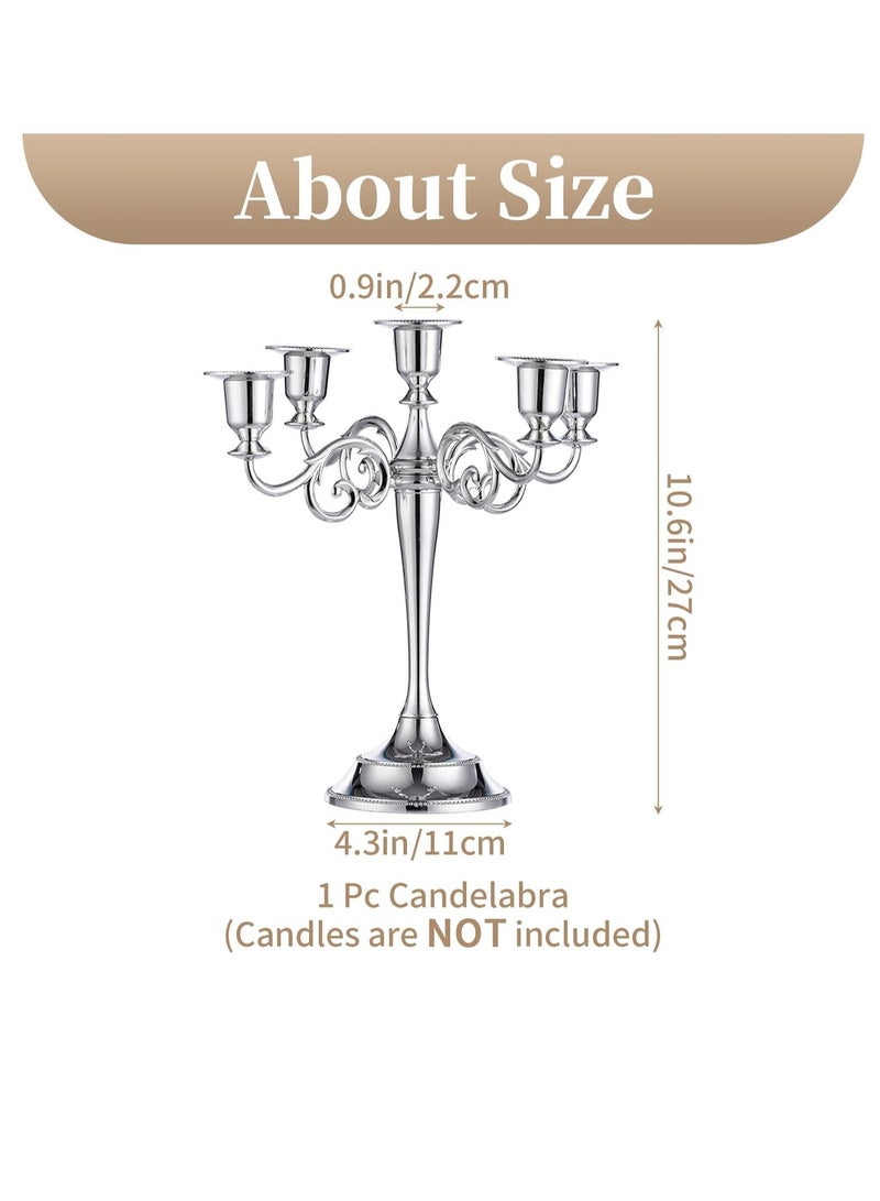 5 Arms Decorative Candle Holder For Wedding and Candlelight Dinner Silver