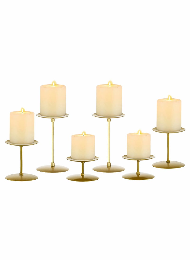 Candle Holders Candle Plates - Set of 6 Candelabra Candle Stand Iron Plate Minimalism Modern Home Mantel Dinning Table Decorations Centerpiece for Wedding, Party, Events, Gold