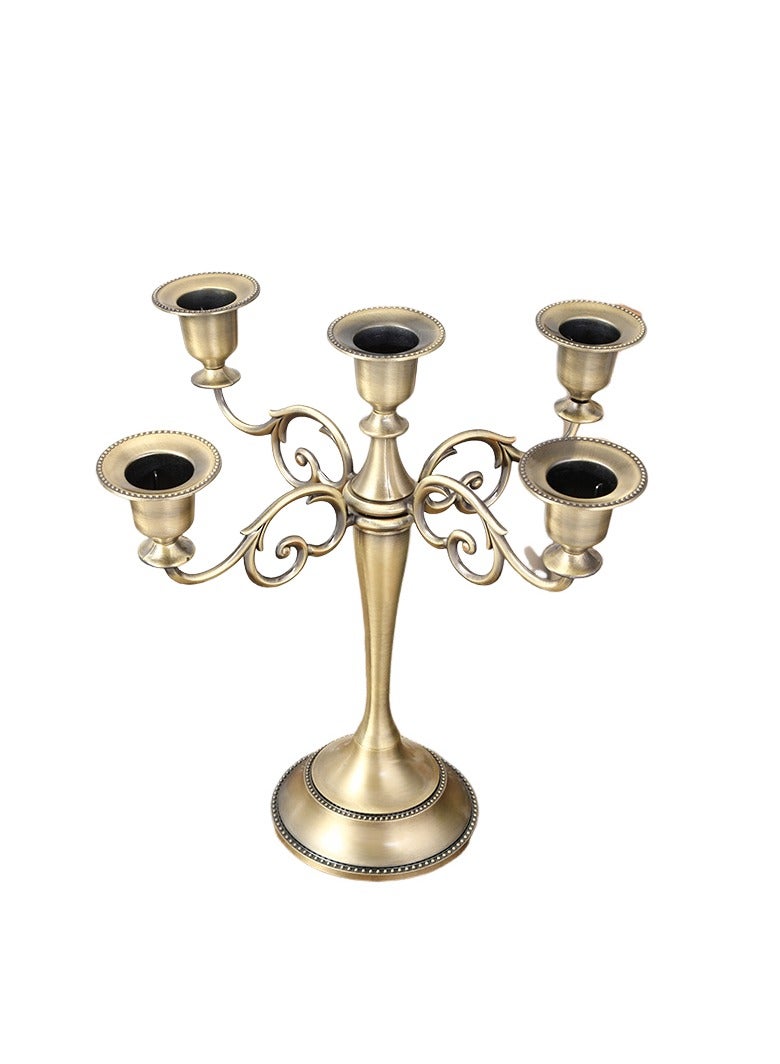 5 Arms Decorative Candle Holder For Wedding and Candlelight Dinner Bronze