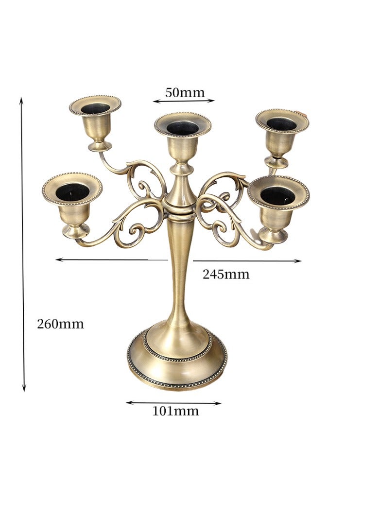5 Arms Decorative Candle Holder For Wedding and Candlelight Dinner Bronze