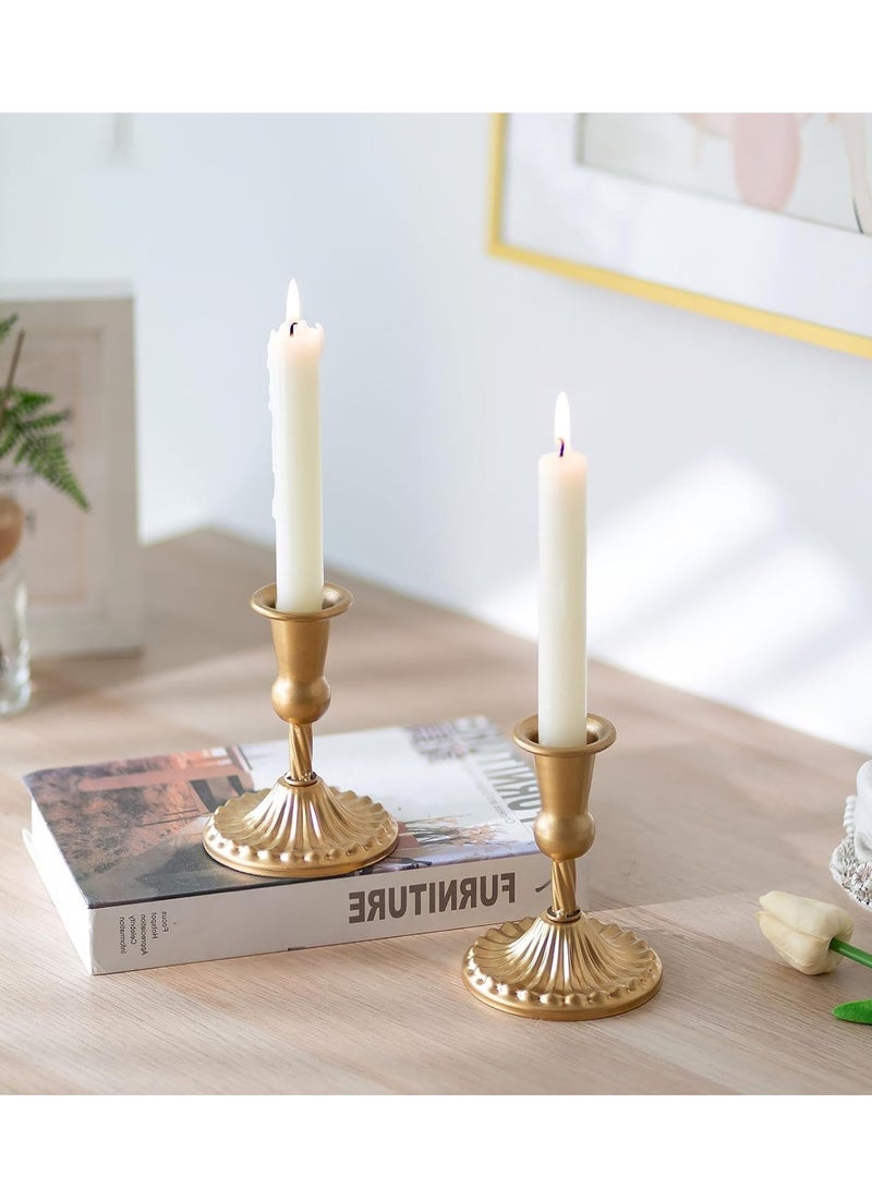 Gold Candle Holders Brass Candlestick Holders: 2 Pcs Taper Candle Holders, Candle Holders for Candlesticks Tapered Gold Candle Holders Wedding Party Chrismas Mantel Home Decor