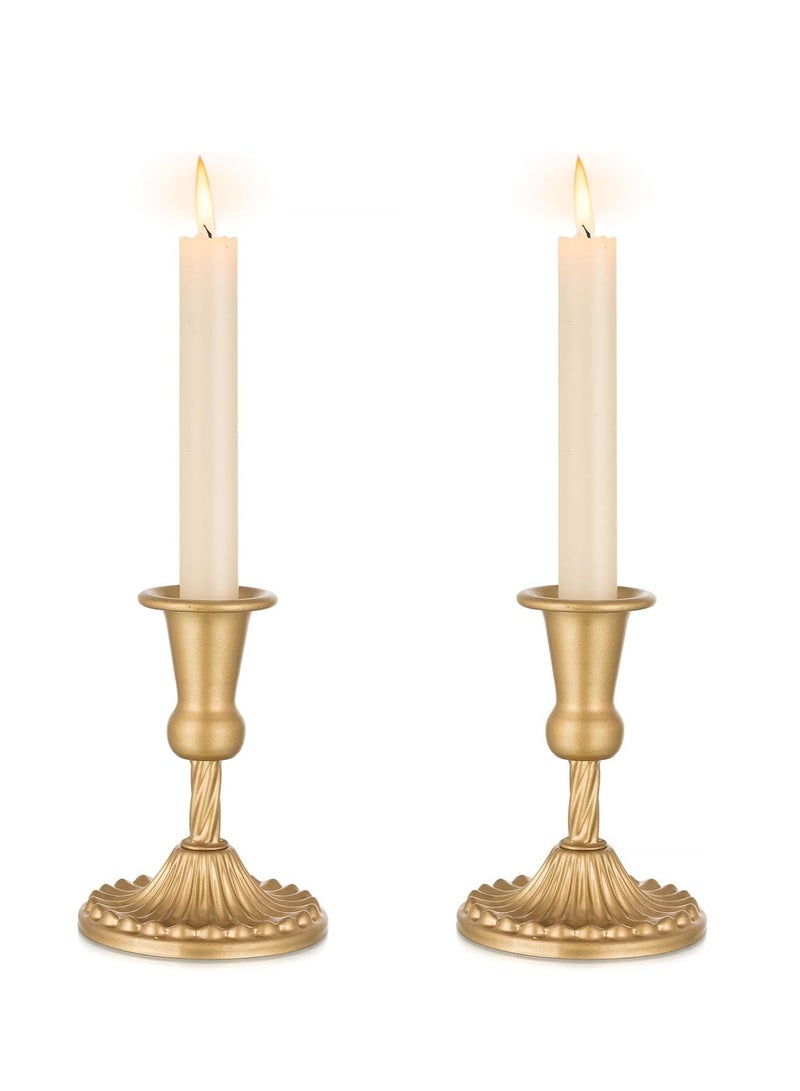 Gold Candle Holders Brass Candlestick Holders: 2 Pcs Taper Candle Holders, Candle Holders for Candlesticks Tapered Gold Candle Holders Wedding Party Chrismas Mantel Home Decor