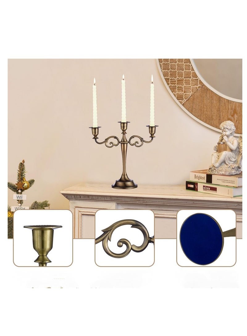 3 Arms Decorative Candle Holder For Wedding and Candlelight Dinner Bronze