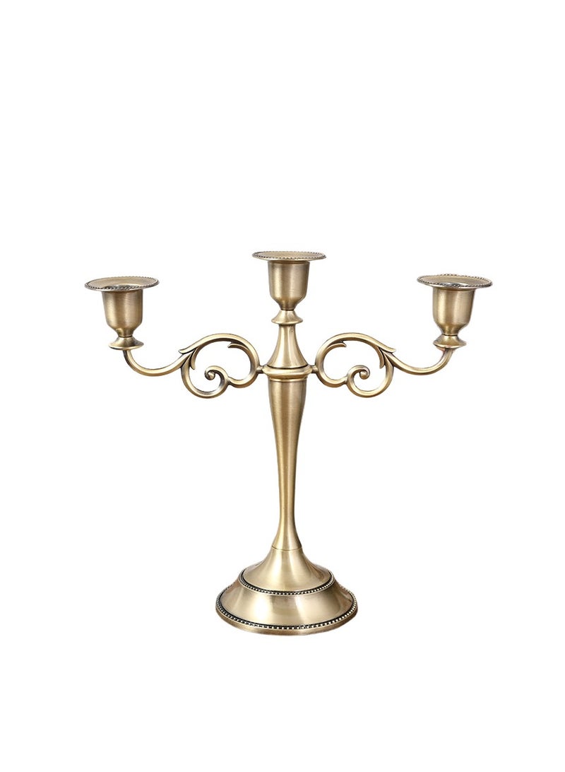 3 Arms Decorative Candle Holder For Wedding and Candlelight Dinner Bronze