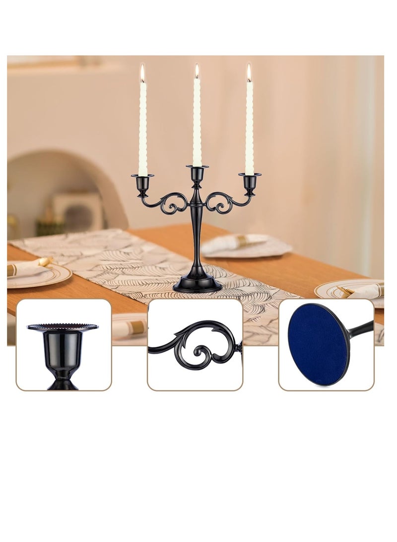 3 Arms Decorative Candle Holder For Wedding and Candlelight Dinner Black