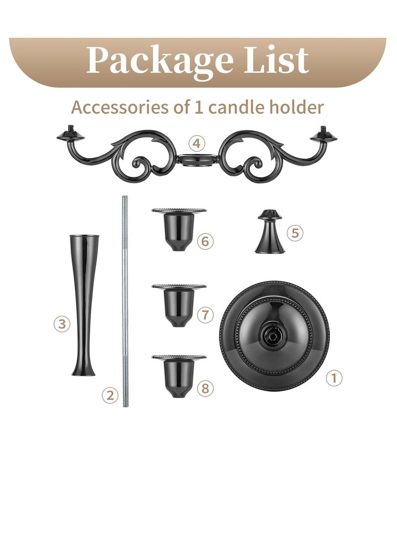 3 Arms Decorative Candle Holder For Wedding and Candlelight Dinner Black