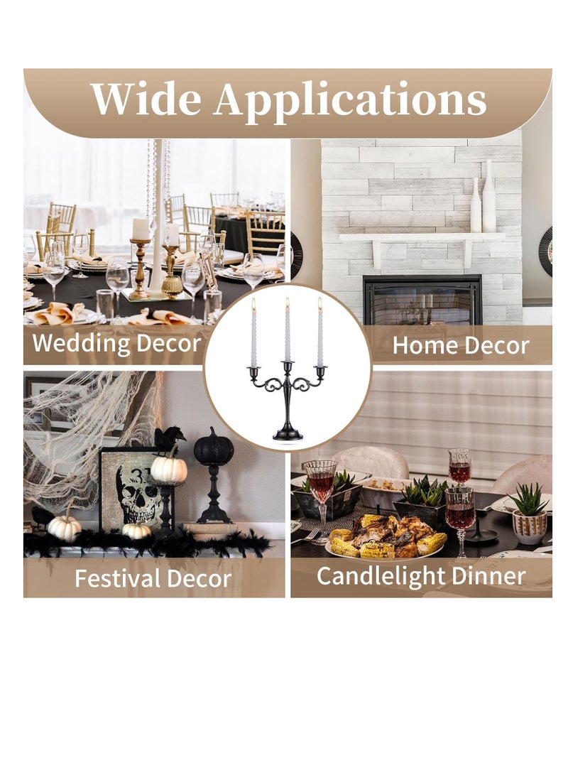 3 Arms Decorative Candle Holder For Wedding and Candlelight Dinner Black