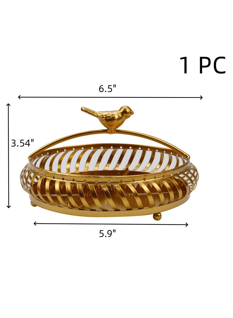 Mosquito Coil Holder, Portable Mosquito Coil Holder, Incense coils Holder with Round Handle Fireproof & Scaldproof Incense Burner for Home, Outdoor (Gold Birdcage)