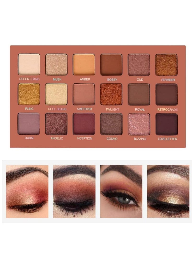 Eyeshadow Palette Professional S mokey Eye Shadows Nudes Highly P IGmented 18 Warm Chocolate Colors Matte Shimmer Neutral Eyeshadow Makeup Kits Elegance Nude 18 colors