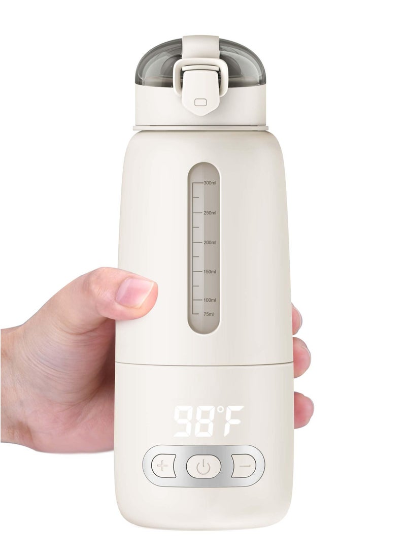 Portable Milk Warmer, Water Warmer for Baby Formula, Rechargeable Bottle Warmer, Smart Baby Flask with Precise Temp Control, Bottle Warmer for Car, Travel, Outdoor (300ml)