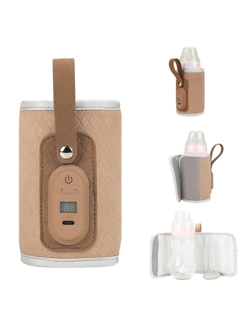 Milk Bottle Heater, Bottle Warmer Portable Baby Bottle Insulation Cover, Portable Baby Bottle Food Warmer, Adjustable Milk Warmer with Temperature Display