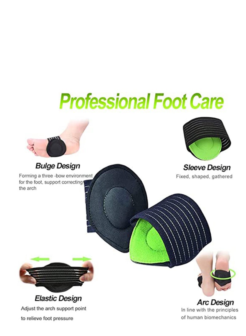Foot Arch Support,  2 Pairs Cushioned Compression Foot Supporter Elastic Padded Fasciitis Arch Support Sleeves for Fallen Arches, Heel Spurs, Flat and Achy Feet Problems for Foot Care