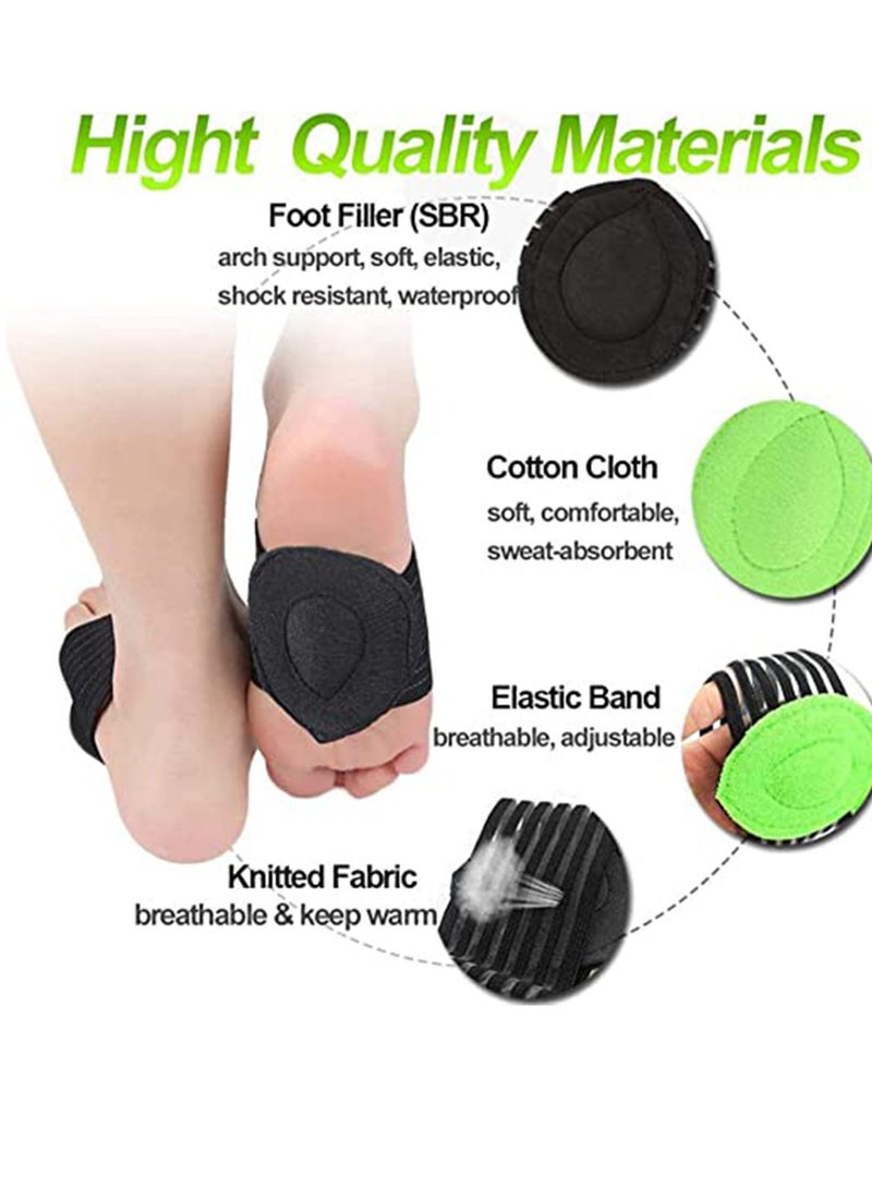 Foot Arch Support,  2 Pairs Cushioned Compression Foot Supporter Elastic Padded Fasciitis Arch Support Sleeves for Fallen Arches, Heel Spurs, Flat and Achy Feet Problems for Foot Care