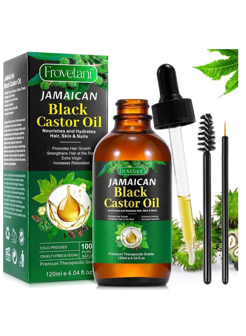 120ml Jamaican Black Cold Pressed Castor Oil for Hair and Skin Care Eyelashes and Eyebrows Hair Loss & Dry Damaged Hair Nourishment Scalp Stimulates Hair Growth for Men & Women