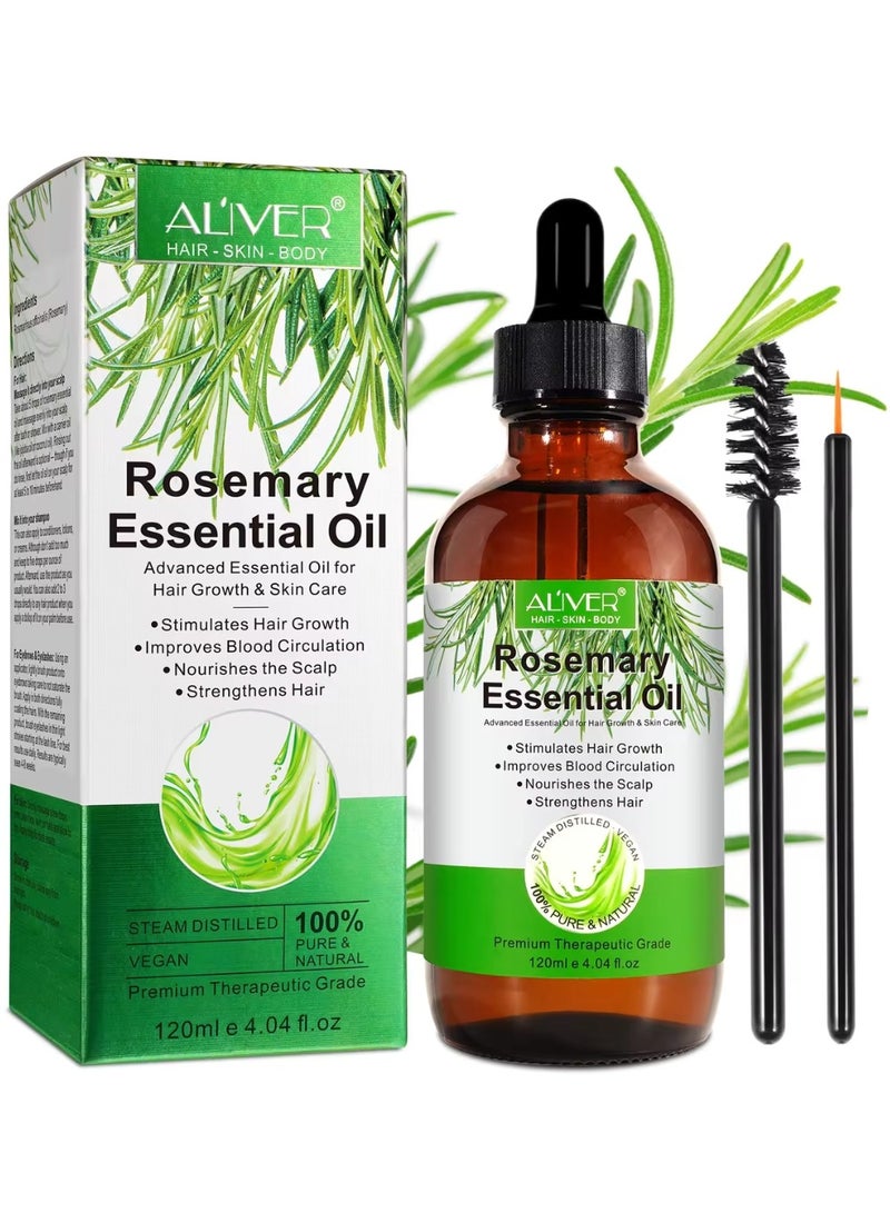 120ml Rosemary Essential Oil  for Hair Growth Pure Organic Rosemary Oil for Dry Damaged Hair and Growth Hair Scalp Oil  Pure and Natural Premium Quality Oil Hair Loss Treatment Oil for Men and Women