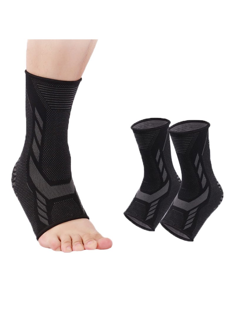 Ankle Compression Sleeve Plantar Fasciitis Socks for Women and Men, Ankle Brace Foot Socks Achilles Tendonitis for Plantar Fasciitis Stabilizer and Compression Sleeve 1Pair Black Medium