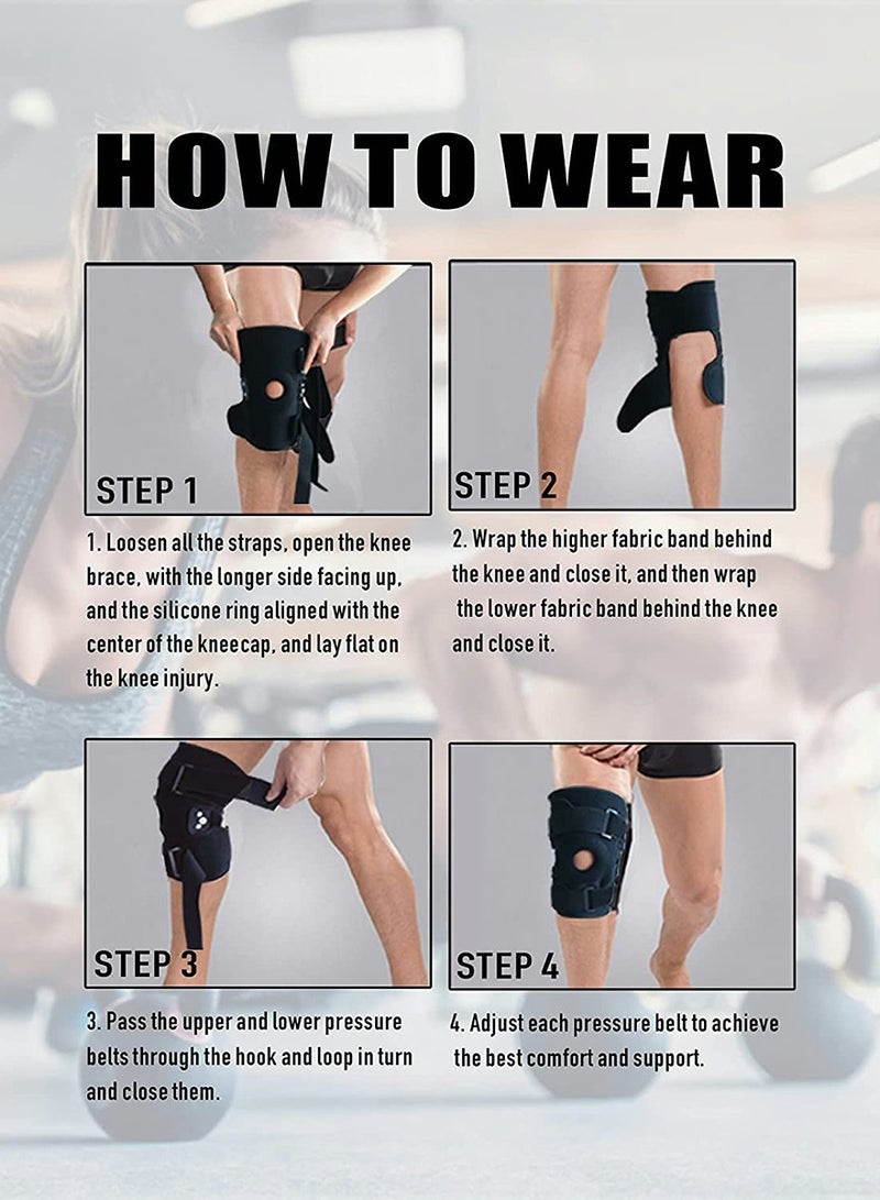 Decompression Knee Brace, with Side Stabilizers, for Pain Relief, Adjustable Compression Band, Suitable for Men and Women