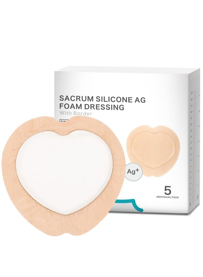 Ag Silver Sacrum Foam Wound Dressing Bandages Silicone Adhesive Border 7