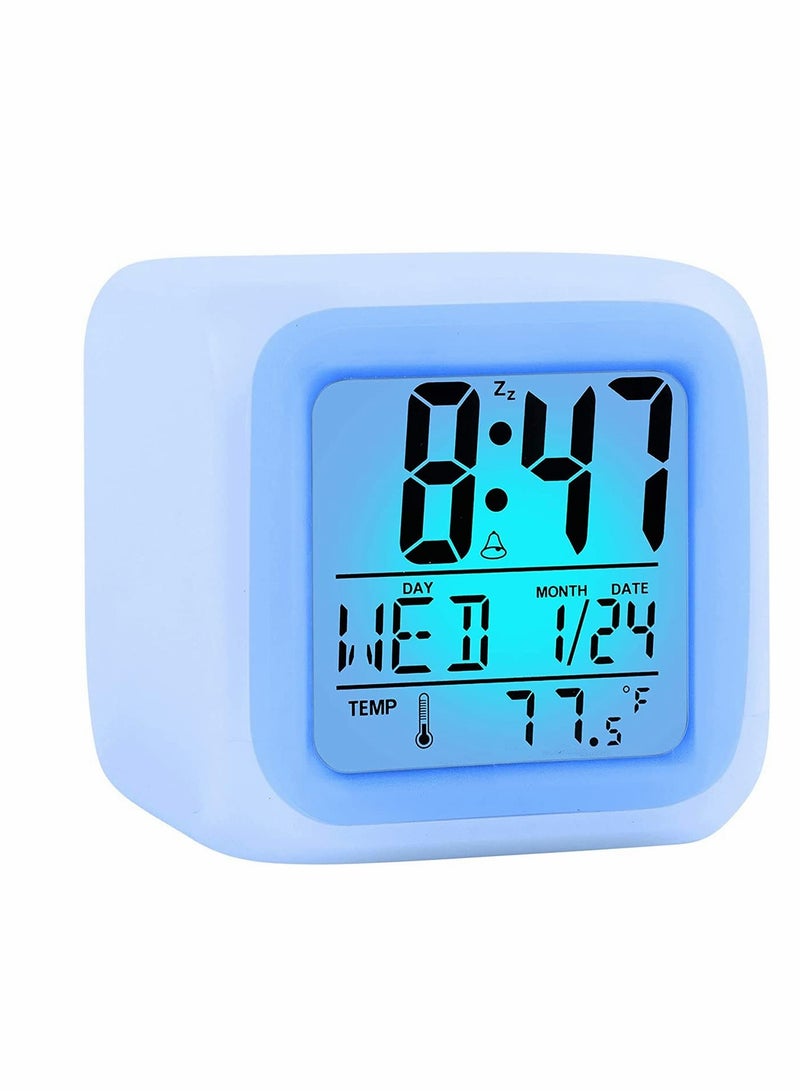 Kids Alarm Clock Wake Up Easy Setting Digital Travel, Large Display Time-Date-Alarm, Bedside Clock Handheld Size, LED Night Light Clock, Gift Idea