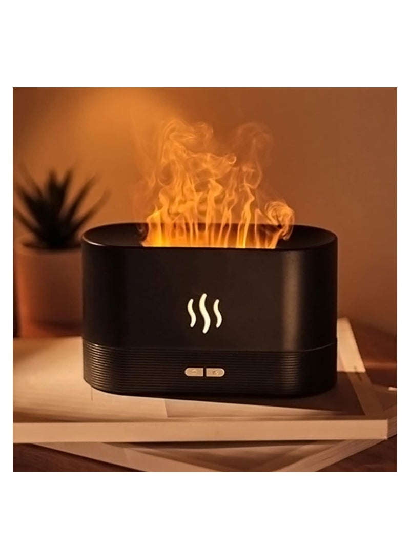 Flame Air Diffuser Humidifier, Upgraded Scent Diffuser for Essential Oils, Ultrasonic Aromatherapy, Fire Mist Humidi with 2 Brightness, Auto-Off Function for Room Home Office(Black)
