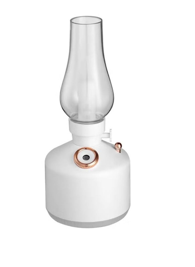 Retro Air Humidifier Vintage Lamp Night Light Nano Mist Sprayer Aromatherapy Diffuser USB Rechargeable Portable Air Humidifier 1200mAh Wireless Aromatherapy Diffuser Auto Shut Off Type C 280ML White