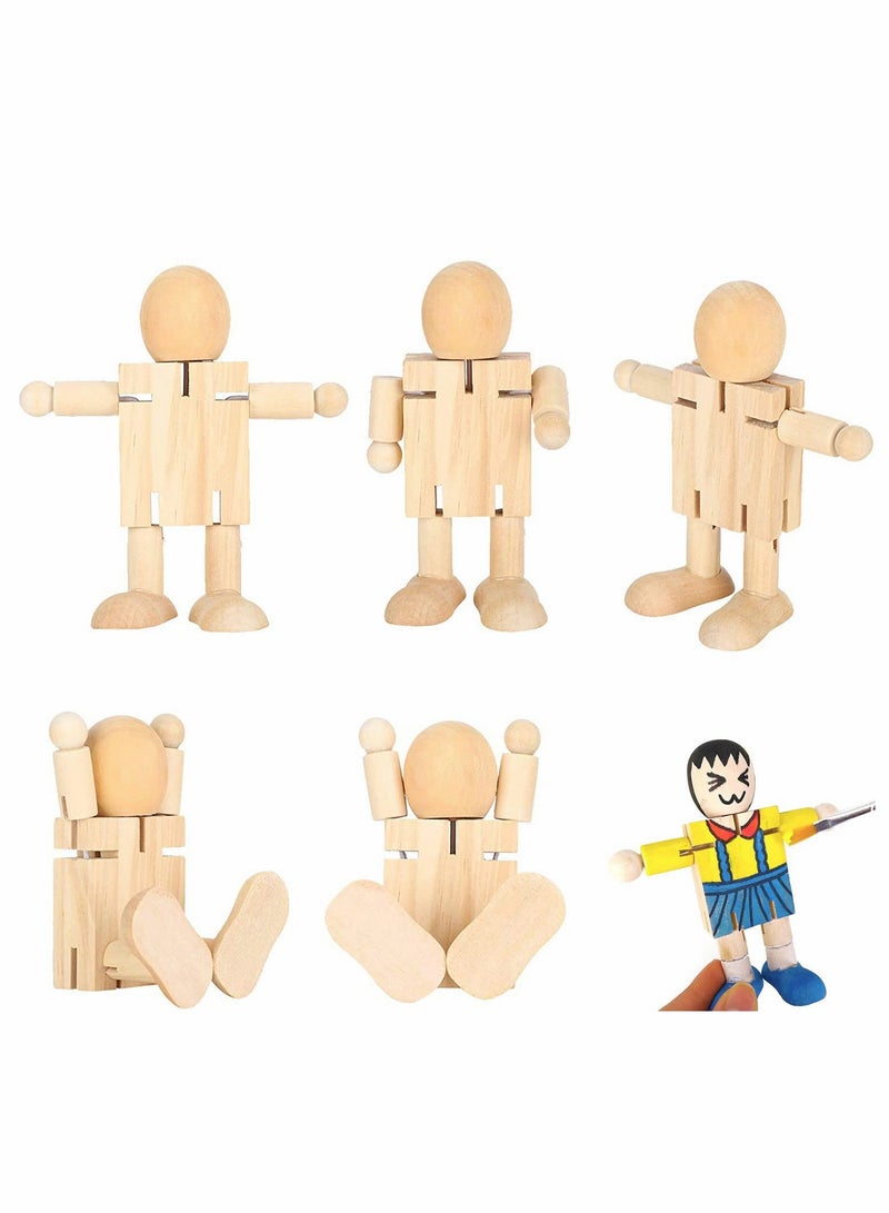 Natural DIY Graffiti Doll, Children's Educational Toy, Healthy Wooden Doll, Blank Unpainted Dolls DIY Wooden Unfinished Doll, Festival Decoration, High-Quality Safe Gift for Children and Kids