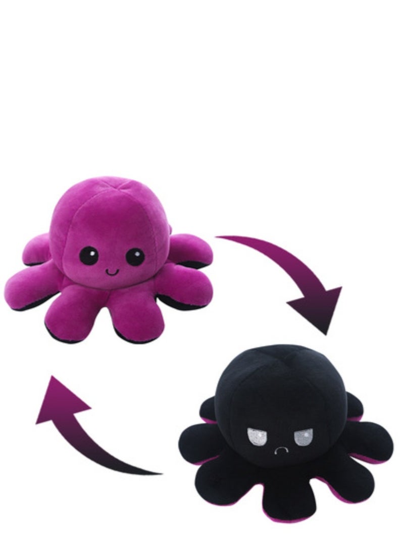 Cute Little Octopus Doll Two-Color Changeable Stuffed Plush Toy Purple To Black 20Cm