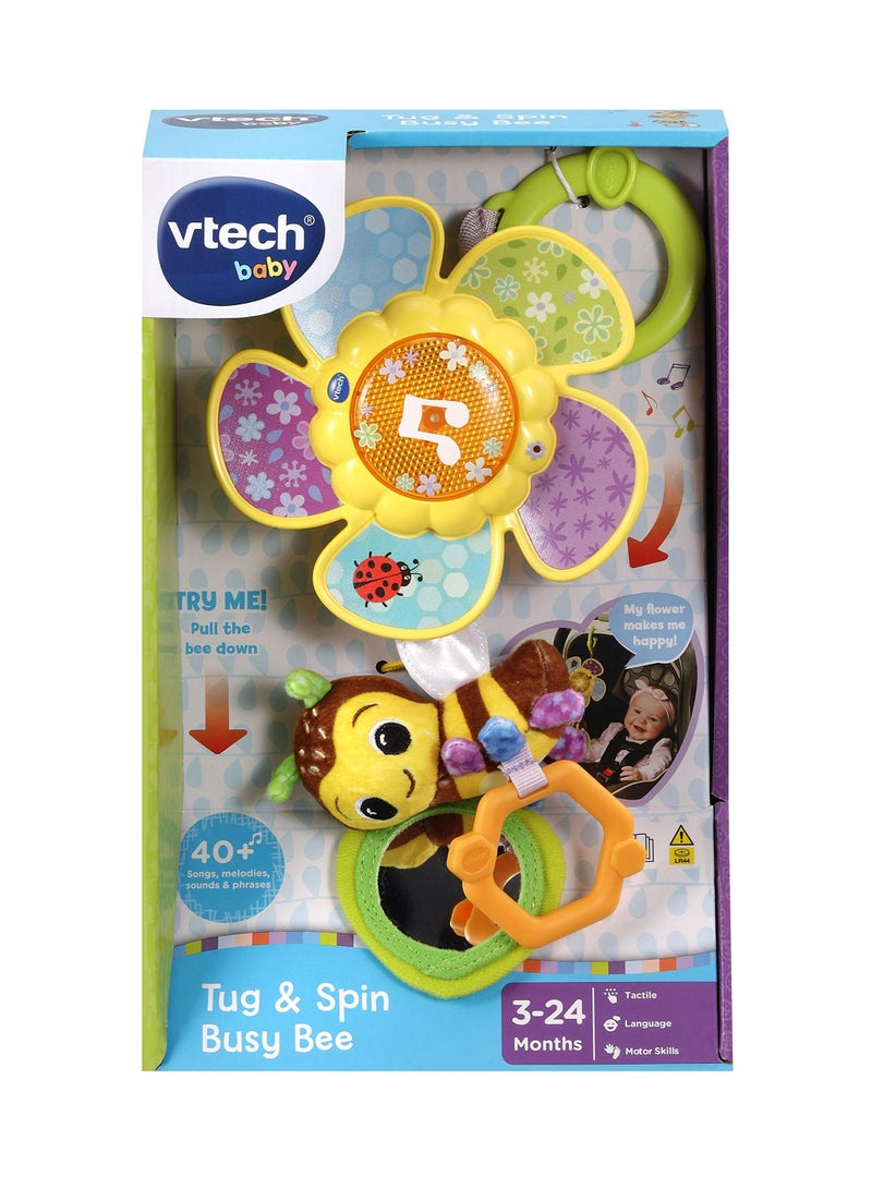 Tug And Spin Busy Bee, Interactive And Developmental Toy With Sounds And Music, For Boys And Girls, Suitable For Ages 3 Months+