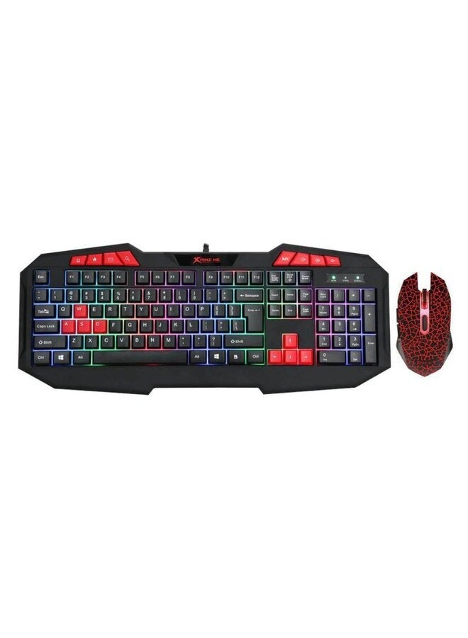 XTRIKE ME MK-503KIT Wired RGB Backlit Gaming Keyboard and Mouse Combo Set with Multimedia Keys Wrist Rest 3200 DPI (Black)