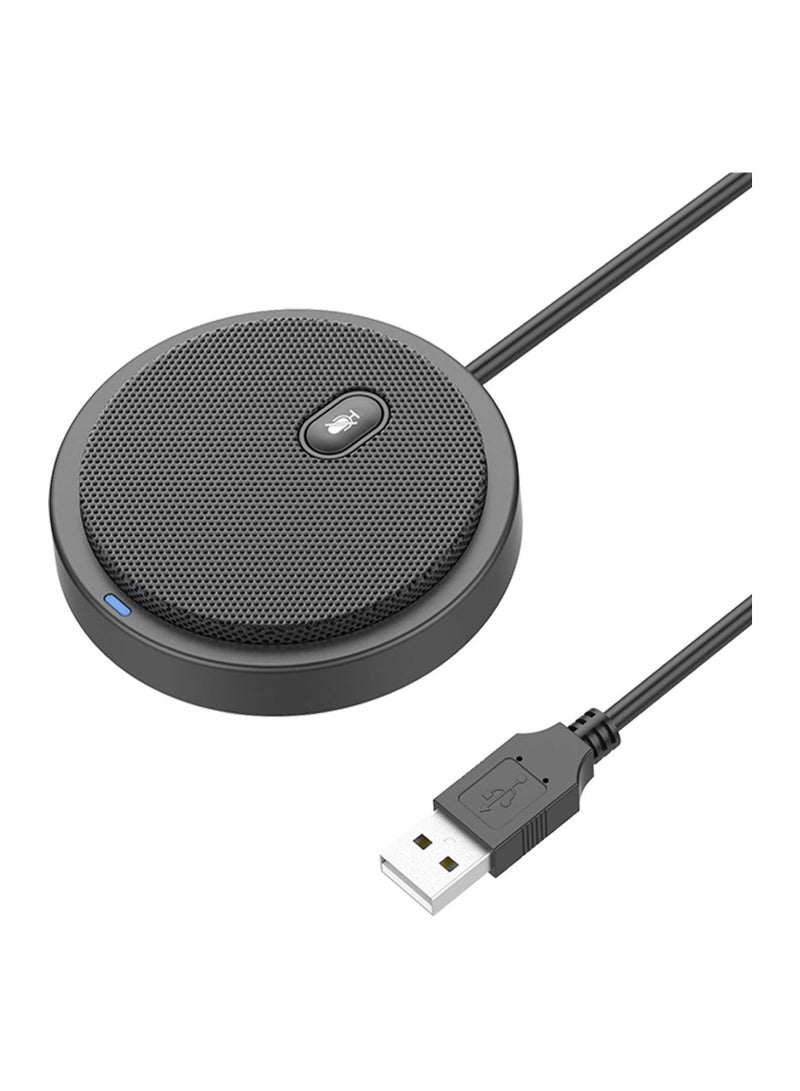 USB Conference Microphone for Computer, 360° Omnidirectional Condenser Mic with Mute Key, Great for Video Conference, Gaming, Chatting, Skype, Plug & Play, Windows macOS, Ideal for Gift