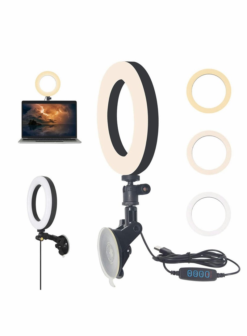 USB LED Ring Light for Laptop, Computer Monitor, Desk, Wall, and Mirror with Suction Cup