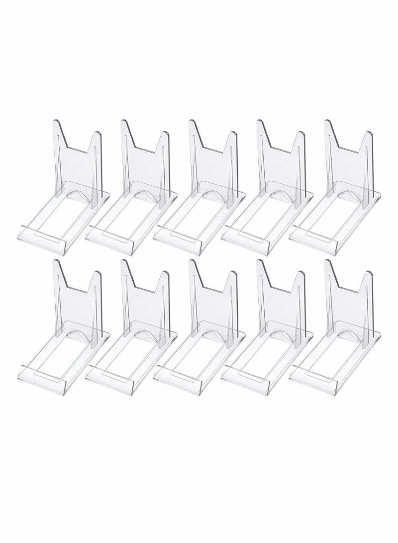 Acrylic Bracket Stands, 10 Pcs Plastic Display Holders Picture Plate Holders Clear Mini Easels Stands to Display Pictures or for Home Office Supplies Festival Party Decoration