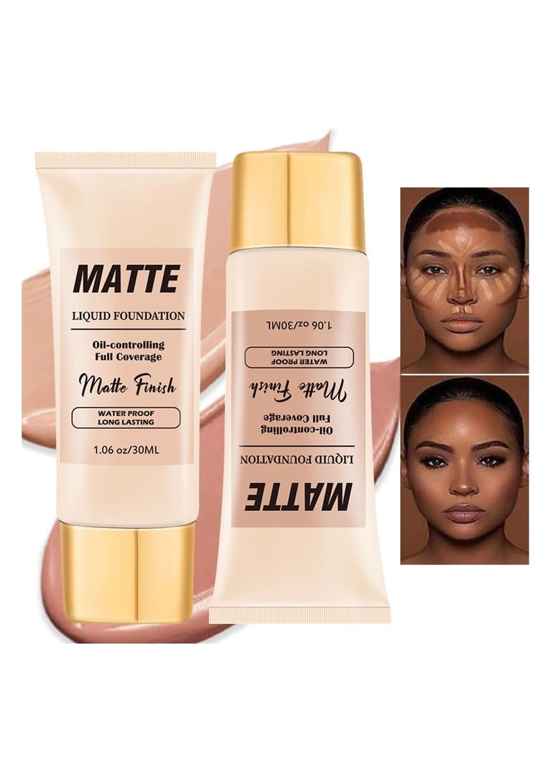 Concealer Foundation, Face Matte Concealer Liquid Foundation Makeup Set, Makeup for Ageing Skin to Smooth and Hide Pores,Waterproof Corrects Tattoo Concealer Foundation