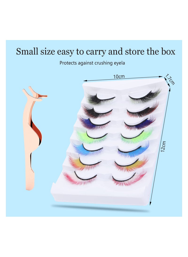 7 Pairs Colored Cat Eye False Eyelashes, Wings Cat Eye Lashes Natural Look Fox Eyelashes Adhesives Makeup Eye  Lashes Extension Fairy Eyelash