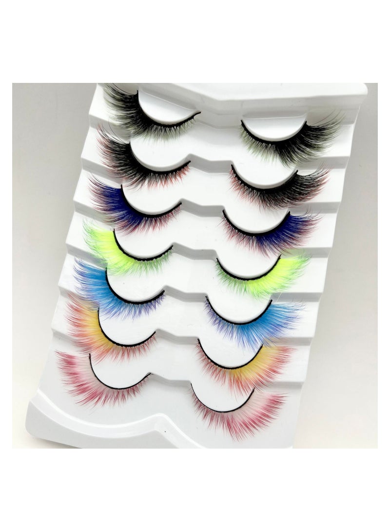 7 Pairs Colored Cat Eye False Eyelashes, Wings Cat Eye Lashes Natural Look Fox Eyelashes Adhesives Makeup Eye  Lashes Extension Fairy Eyelash