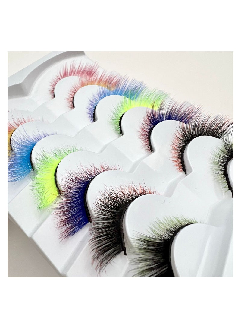 7 Pairs Colored Cat Eye False Eyelashes, Wings Cat Eye Lashes Natural Look Fox Eyelashes Adhesives Makeup Eye  Lashes Extension Fairy Eyelash