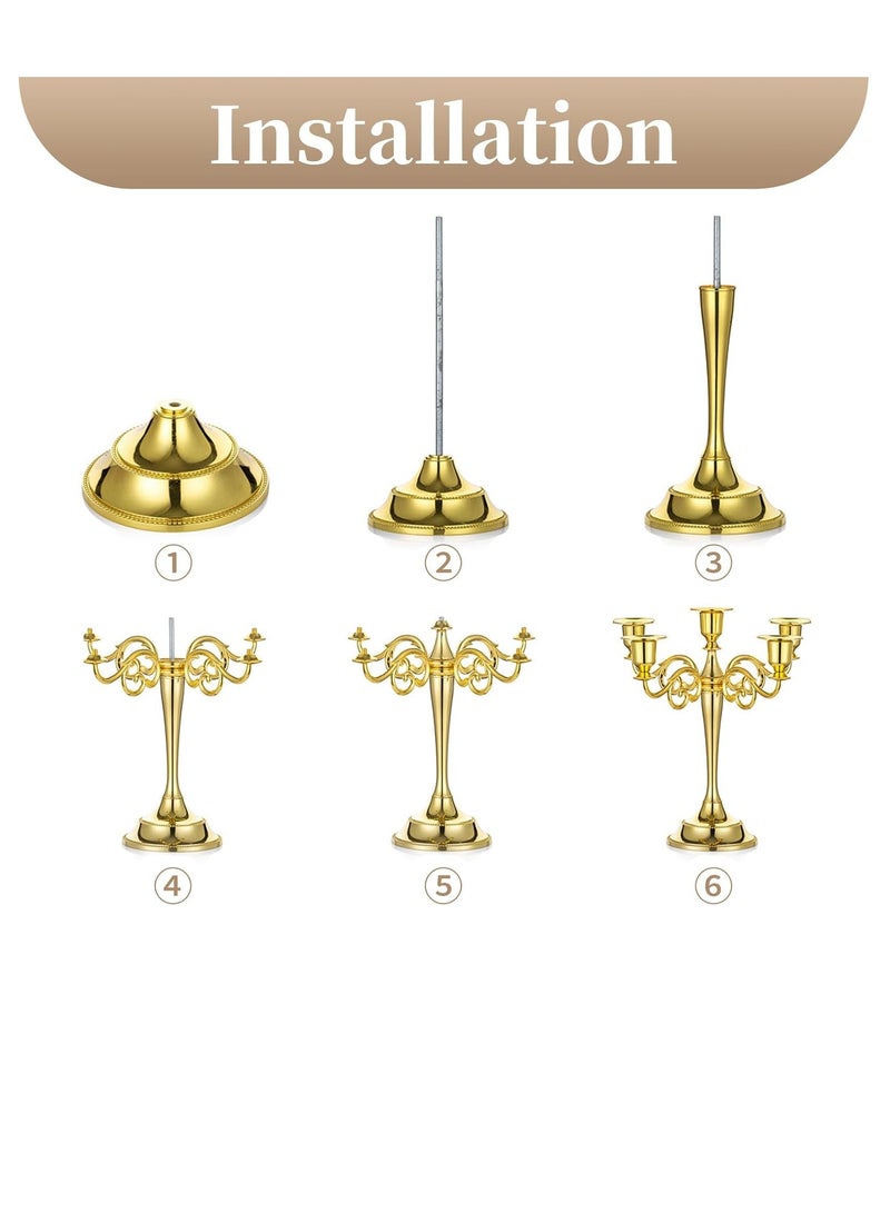 5 Arms Decorative Candle Holder For Wedding and Candlelight Dinner Gold