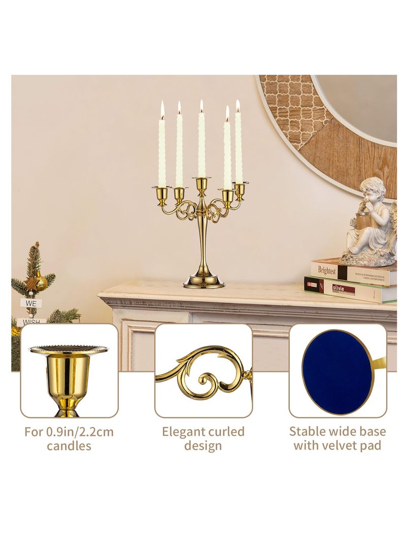 5 Arms Decorative Candle Holder For Wedding and Candlelight Dinner Gold