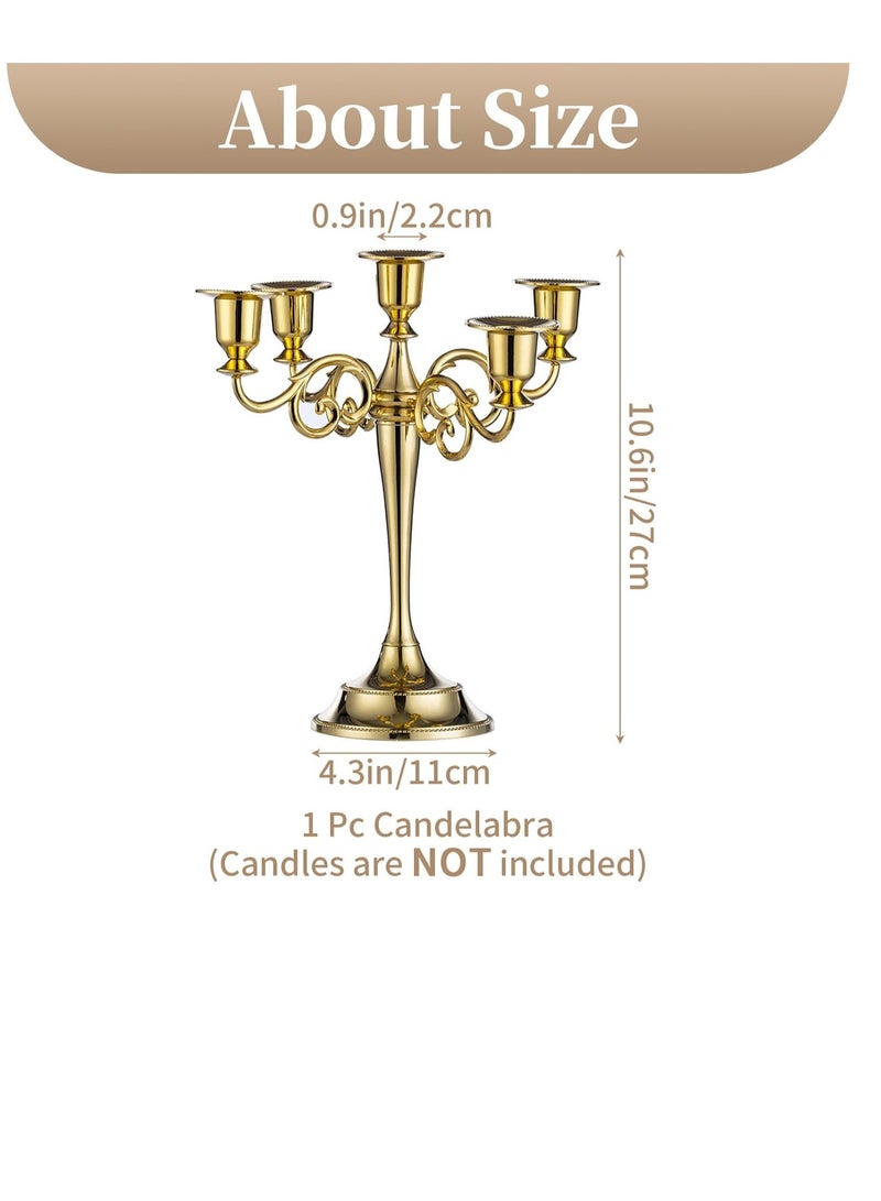 5 Arms Decorative Candle Holder For Wedding and Candlelight Dinner Gold