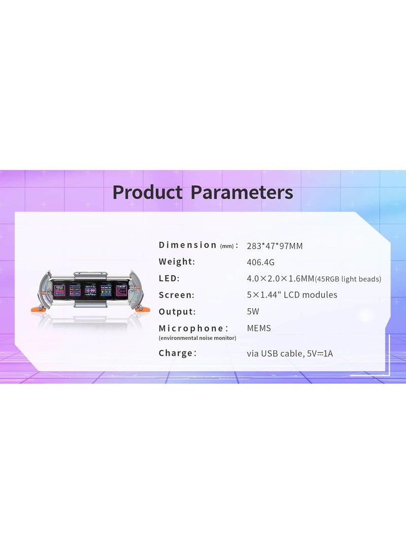 Times Gate Pixel Art Informative Display Digital Clock, Silver