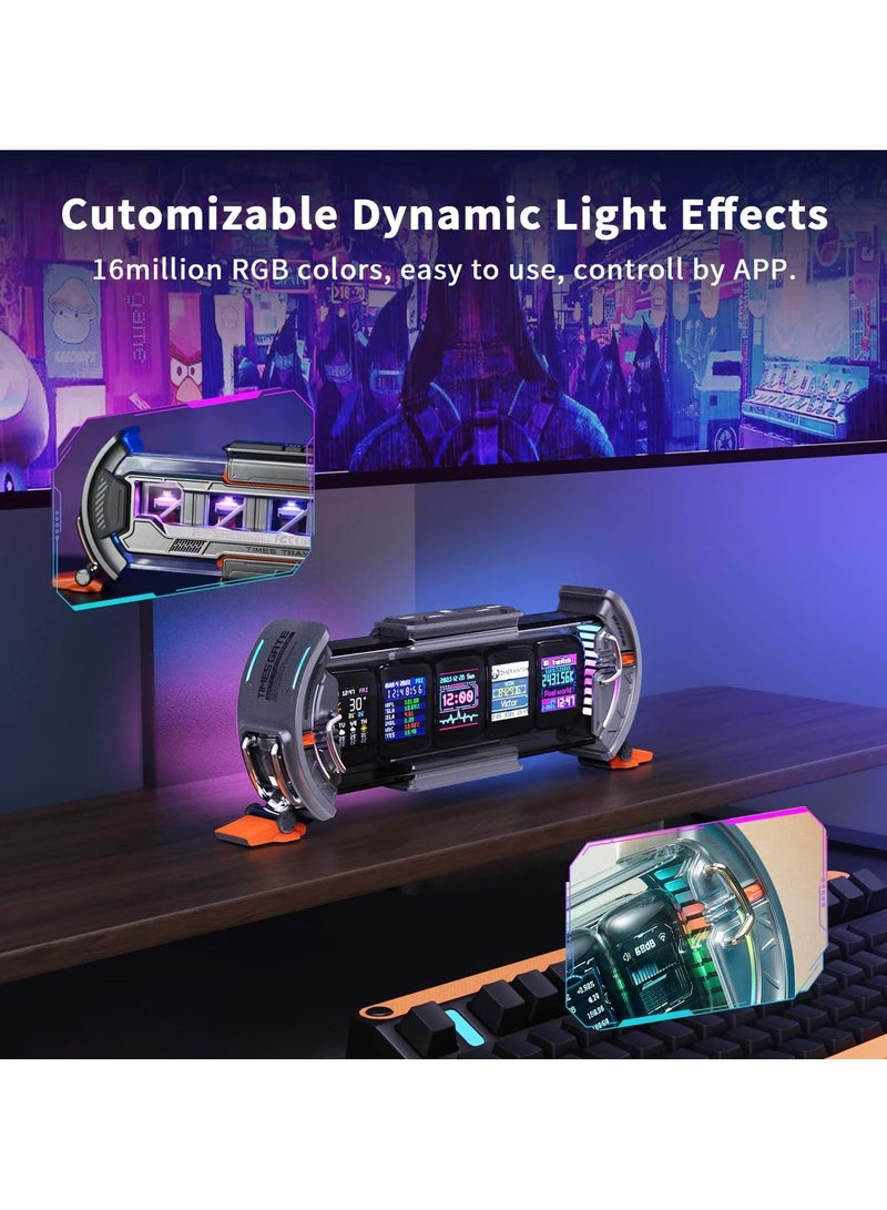 Times Gate Pixel Art Informative Display Digital Clock, Silver