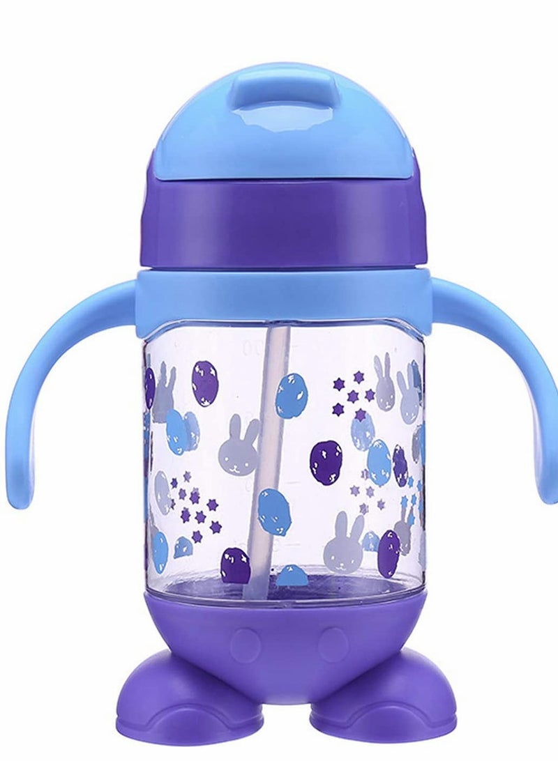 Cute Kids Water Bottle, Toddler Cup with Straw Spill Leakproof Durable Plastic Drinking Bottle for Boys and Girls Child, Fall-proof Plastic Summer Kettle for Household Use, Indoor Outdoor