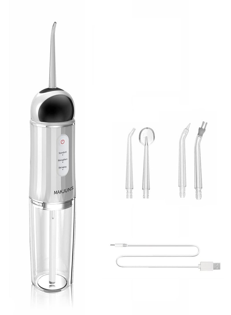 SYOSI Water-Flosser-Cordless-Teeth-Cleaner, Water Dental Flosser with 3 Modes 4 Jets Rechargeable Dental Oral Irrigator,  IPX7 Waterproof Water, USB Charging for Home Travel (Premium White)