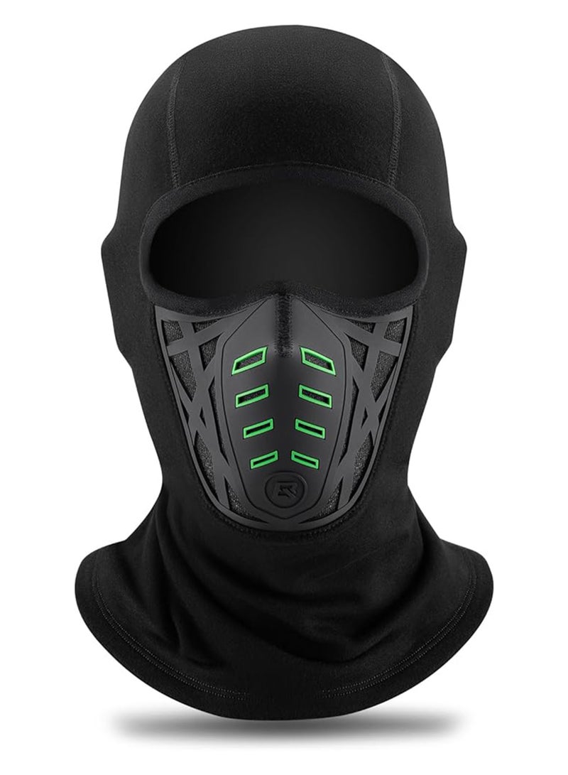 Balaclava Ski Mask Thermal Windproof Balaclava Mask, 3D Design Breathable, Cold Weather for Skiing, Snowboarding, Motorcycle, Cycling, Black Green