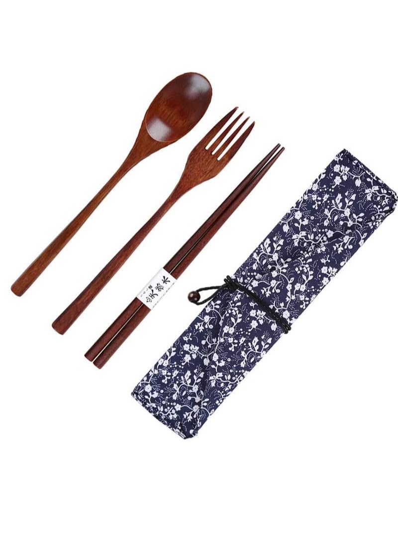 Wooden Fork Spoon Three-piece Suit Japanese Korea Style Travel Portable Tableware Nice Dinnerware Foodie Travel Novelty Business